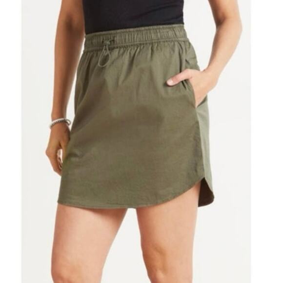 Sundry for Evereve NEW Olive Green Sunday Skirt XS Bungee Drawcord Their Size 0 - Picture 1 of 7